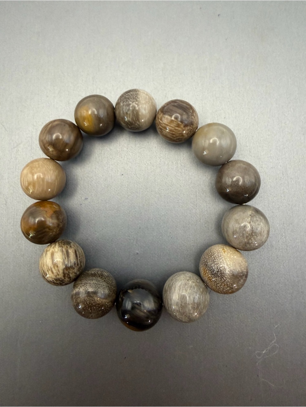 Jasper Chunky Neutral Brown Beaded Stretch Bracelet